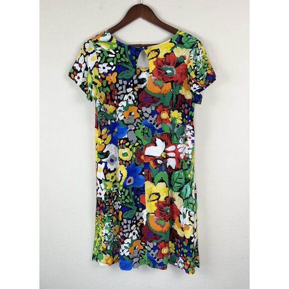 Jams World Floral Dress Women Size M Multicolor Vintage Art Print Keyhole Back - Picture 3 of 9